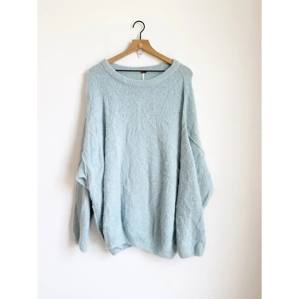 Free People Angelic Balloon Sleeve Sweater Medium Blue
